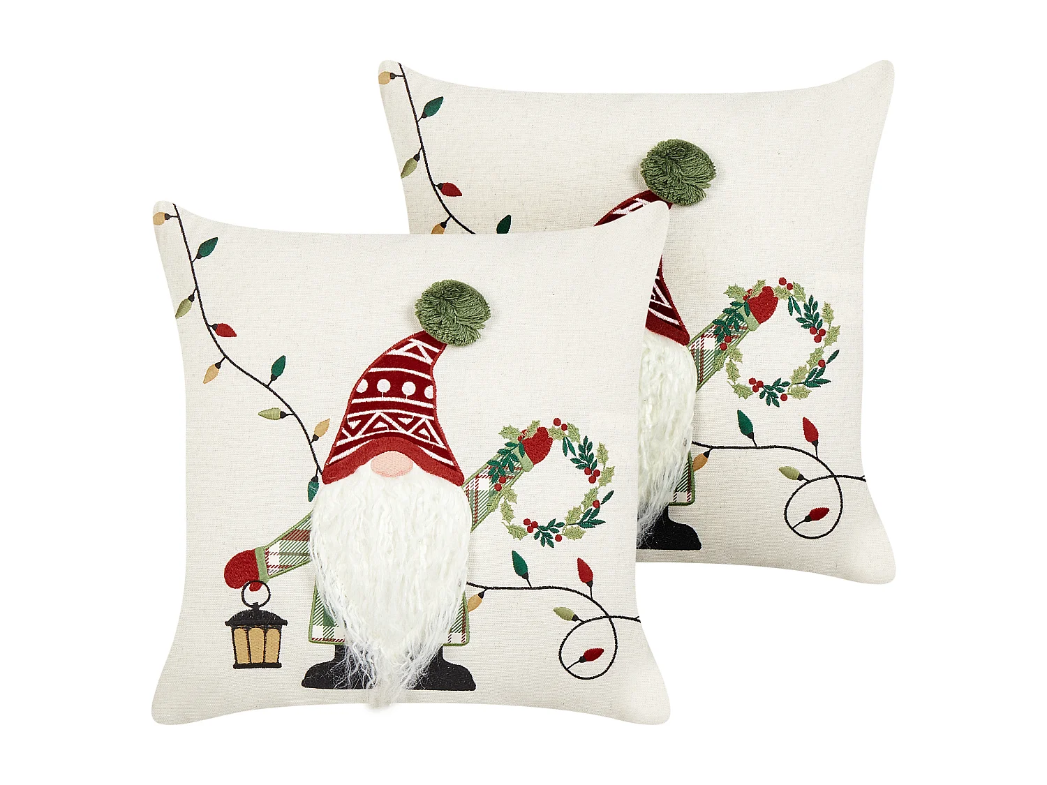Set di 2 cuscini GNOME Cotone 45 x 45 cm Bianco Modello natalizio