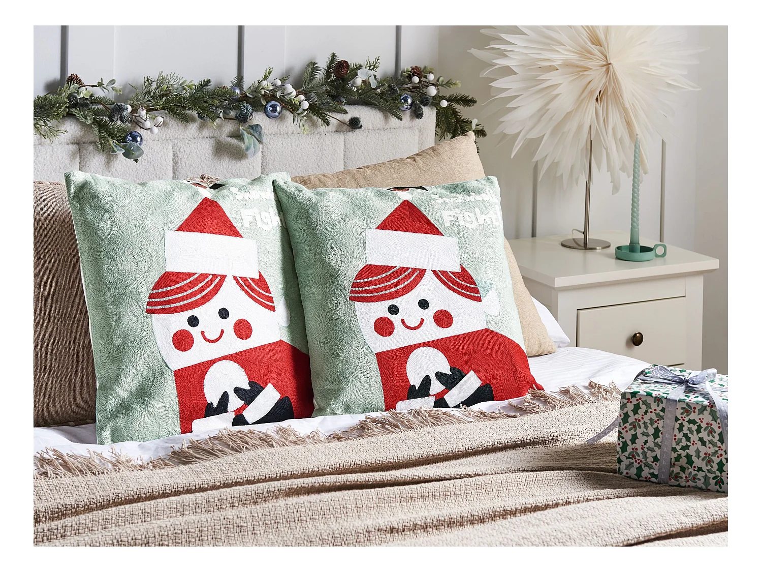 Dekokissen Weihnachtsmotiv Baumwolle grün / rot 45 x 45 cm 2er Set PUDDING