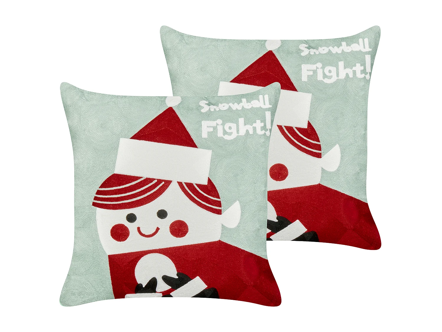 Lot de 2 coussins en coton motif de Noël 45 x 45 cm rouge et vert PUDDING