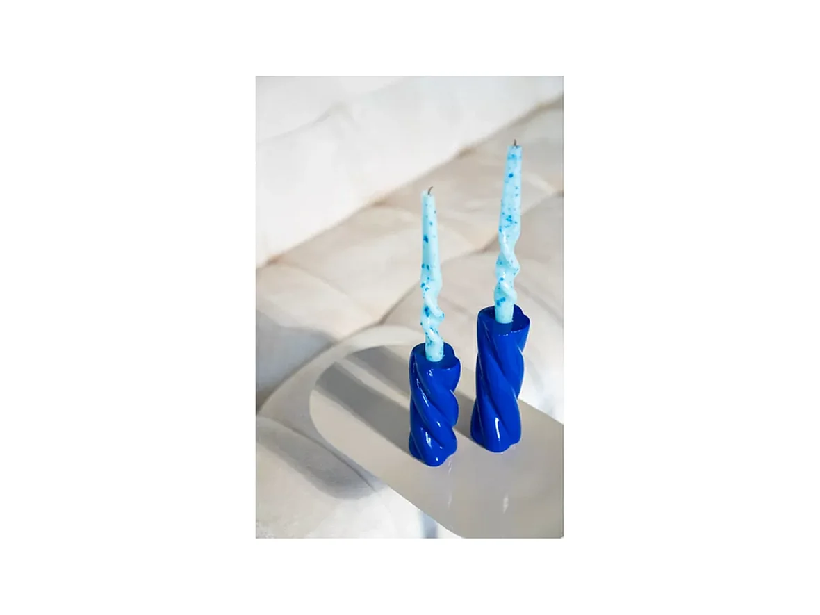 Ensemble décoration chambre - Bleu - Lampe Chandelier Coussins Bougeoirs - 6 pièces