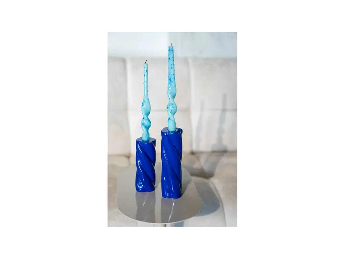 Ensemble décoration chambre - Bleu - Lampe Chandelier Coussins Bougeoirs - 6 pièces