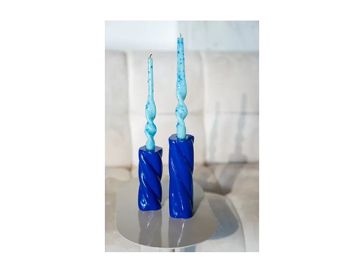 Ensemble décoration chambre - Bleu - Lampe Chandelier Coussins Bougeoirs - 6 pièces