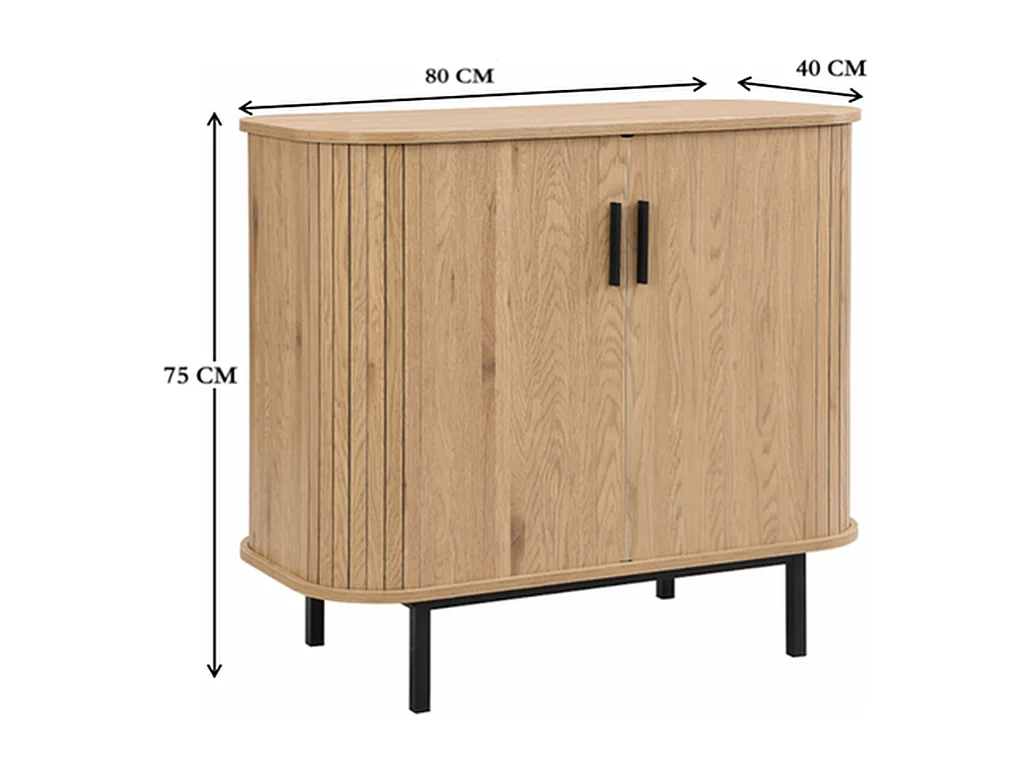 Kast Karlstad - Beige Licht Eiken 80x40x75 cm - Scandinavisch Design Schuifdeuren