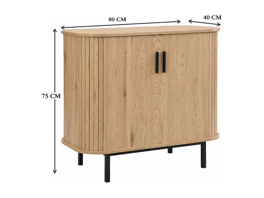 Kast Karlstad - Beige Licht Eiken 80x40x75 cm - Scandinavisch Design Schuifdeuren