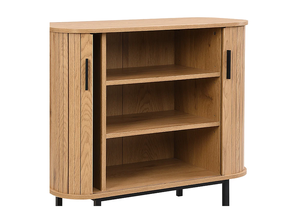 Kast Karlstad - Beige Licht Eiken 80x40x75 cm - Scandinavisch Design Schuifdeuren