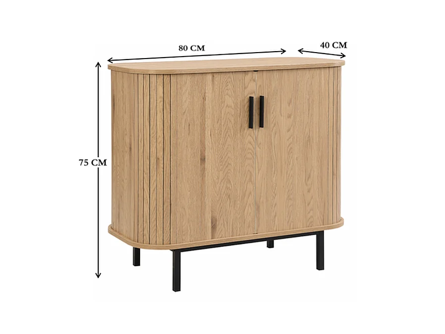 Armoire Karlstad - Beige Chêne clair 80x40x75 cm - Portes coulissantes scandinaves