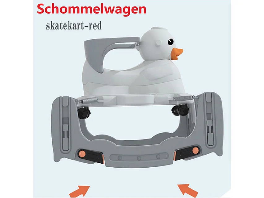 Loopwagen BabyGo - Grijs - Schommelwagen en Loopstoeltje 4 in 1