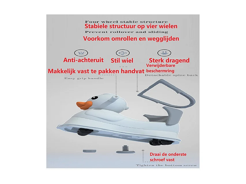 Poussette BabyGo - Gris - 4 en 1 Berceuse et Poussette