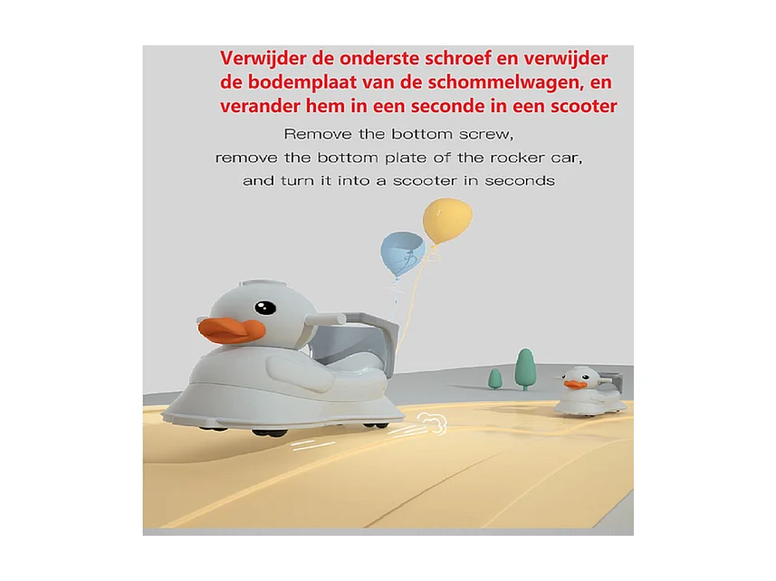 Poussette BabyGo - Gris - 4 en 1 Berceuse et Poussette