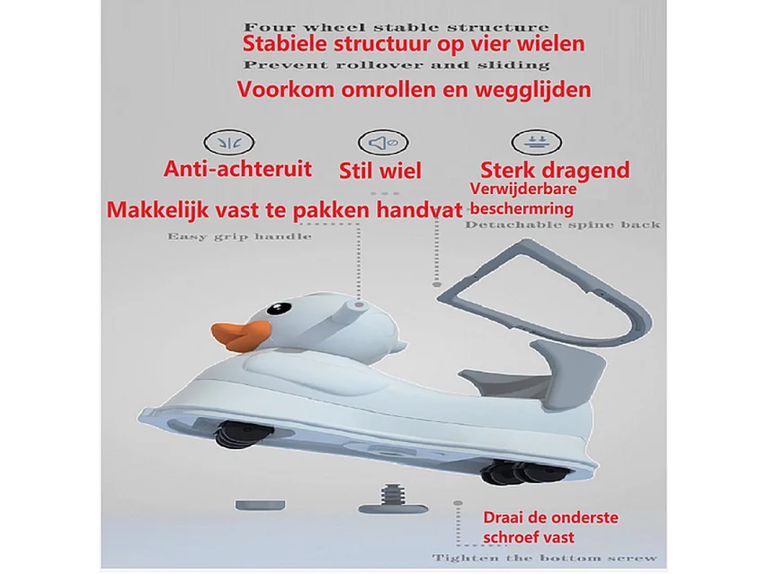 Poussette BabyGo - Gris - 4 en 1 Berceuse et Poussette