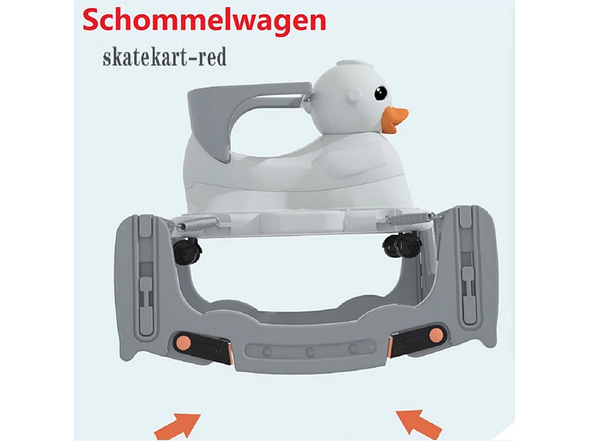 Loopwagen BabyGo - Grijs - Schommelwagen en Loopstoeltje 4 in 1