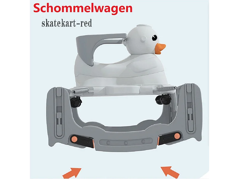 BabyGo Kinderwagen - Grau - Schaukelkinderwagen und Babywippe 4 in 1