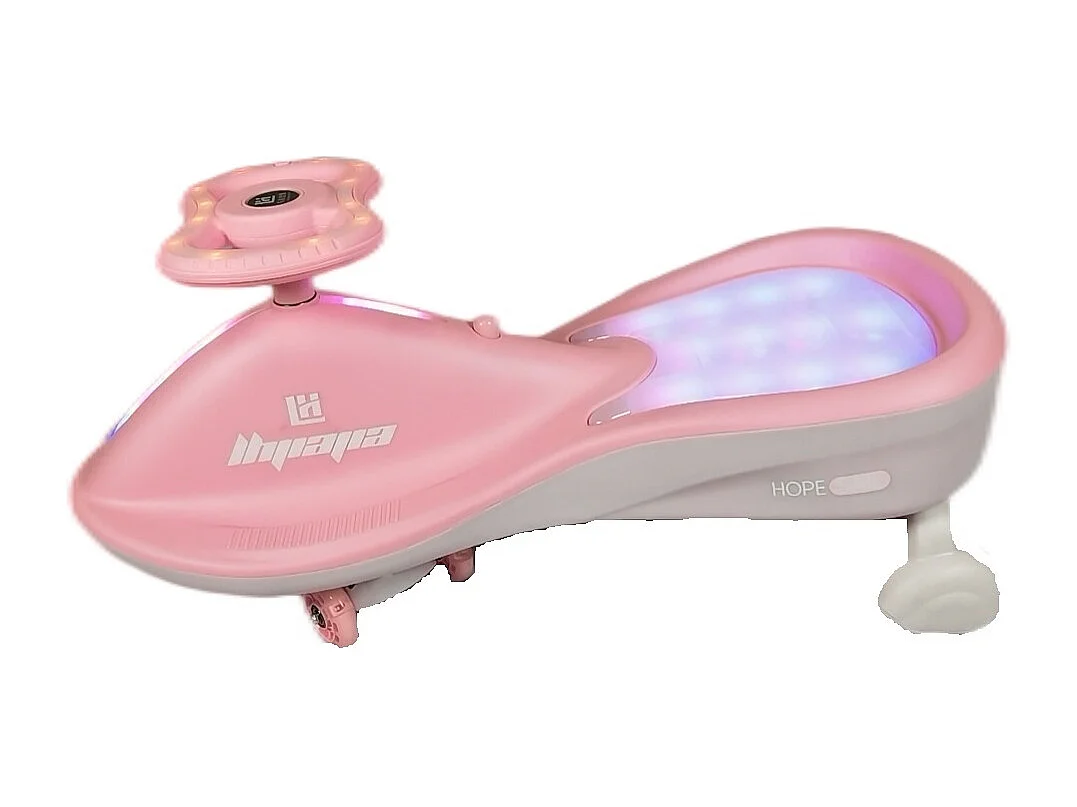 Voiture-poussette déambulateur - Rose - Volant réglable 360° et lumières magiques