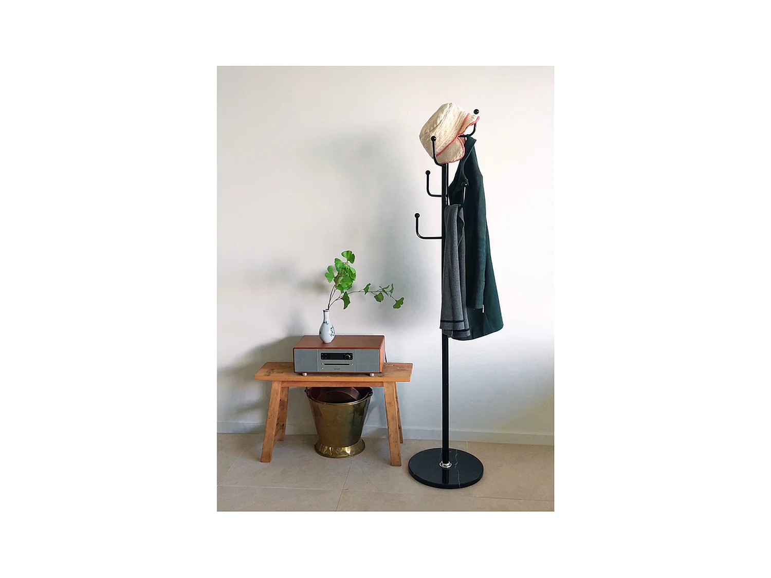 Kapstok Furnilux - Metaal Zwart 37x176 cm - Marmeren Voet