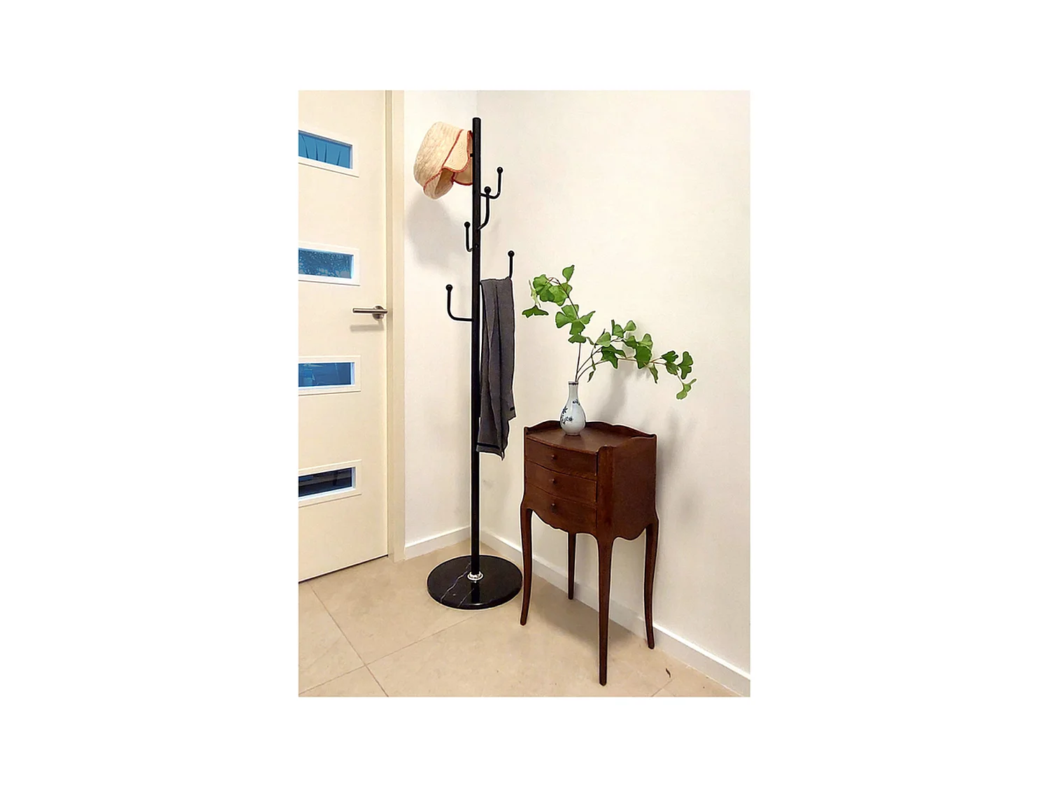 Kapstok Furnilux - Metaal Zwart 37x176 cm - Marmeren Voet