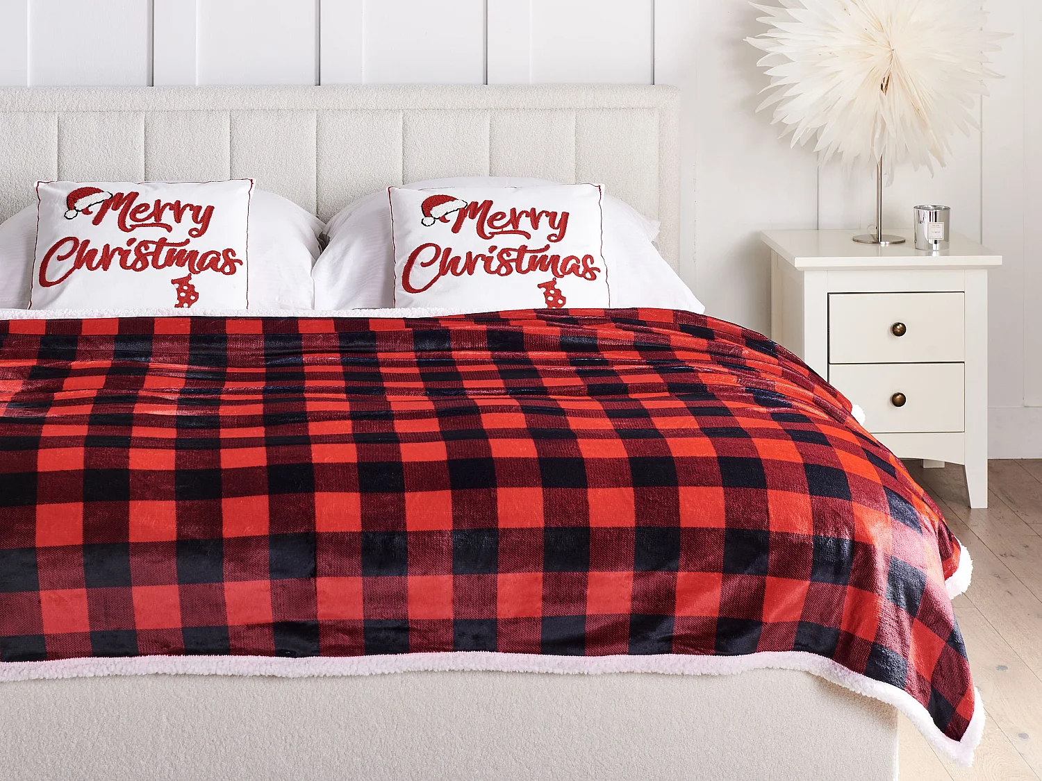 Decke Stoff rot / schwarz rechteckig 150x200 cm Tartanmuster modern Lixuorice