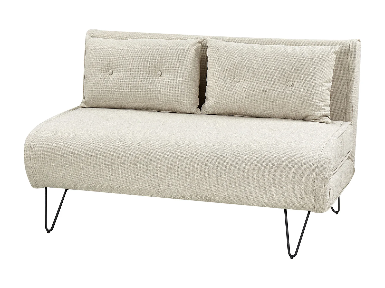 2-Sitzer Sofa Stoffbezug hellbeige mit Schlaffunktion Kissen Metallfüße Vestfold