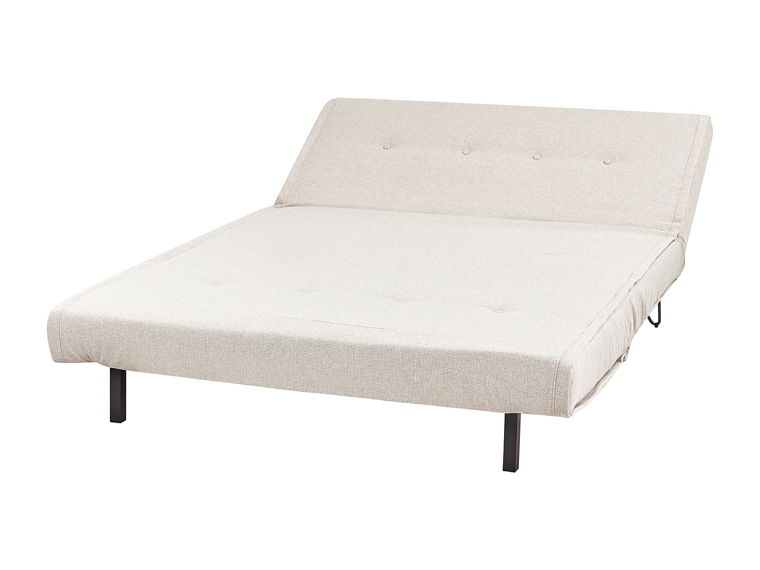 2-Sitzer Sofa Stoffbezug hellbeige mit Schlaffunktion Kissen Metallfüße Vestfold