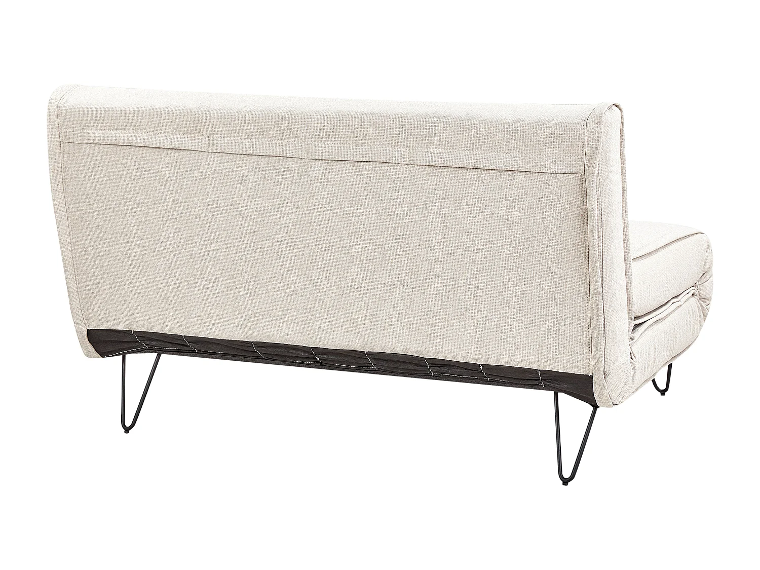 2-Sitzer Sofa Stoffbezug hellbeige mit Schlaffunktion Kissen Metallfüße Vestfold