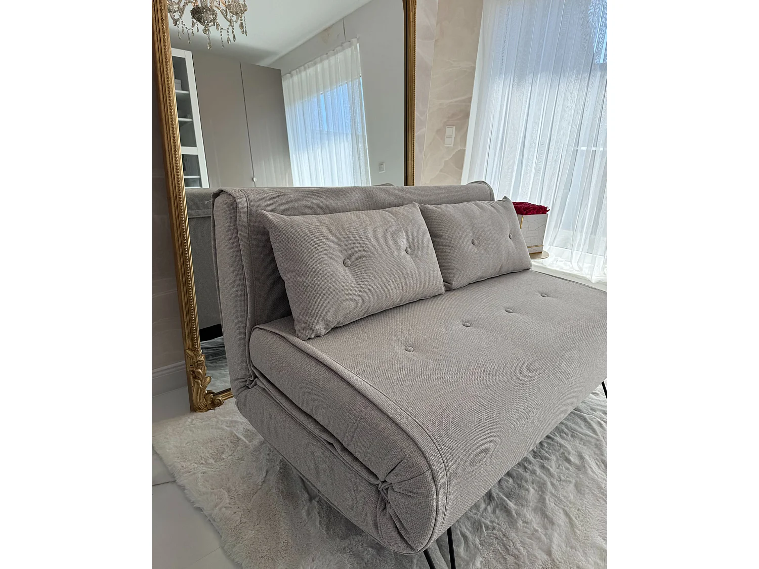 Canapé convertible clic-clac 2 places en coton beige VESTFOLD