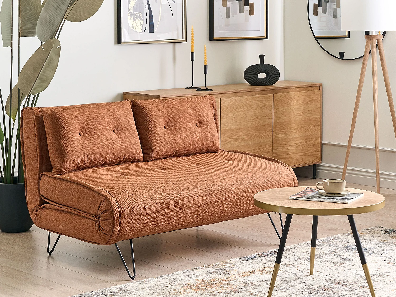Schlafsofa VESTFOLD Stoff Orange 2-Sitzer