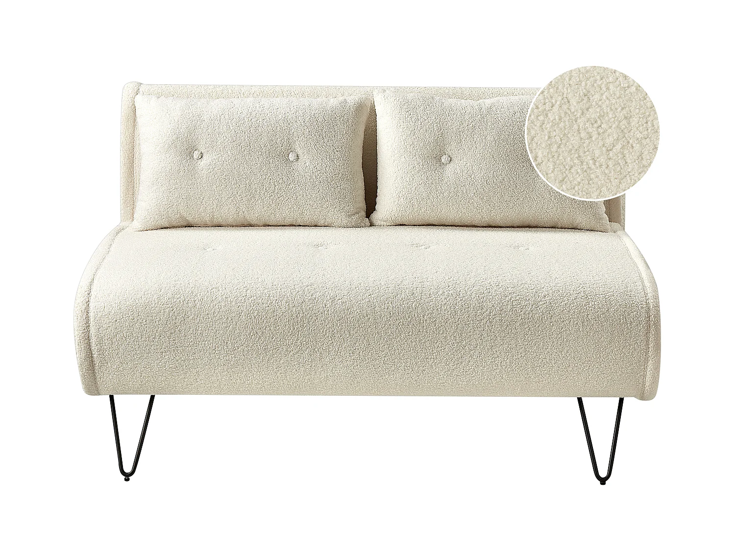 Schlafsofa VESTFOLD Bouclé Cremeweiss 2-Sitzer