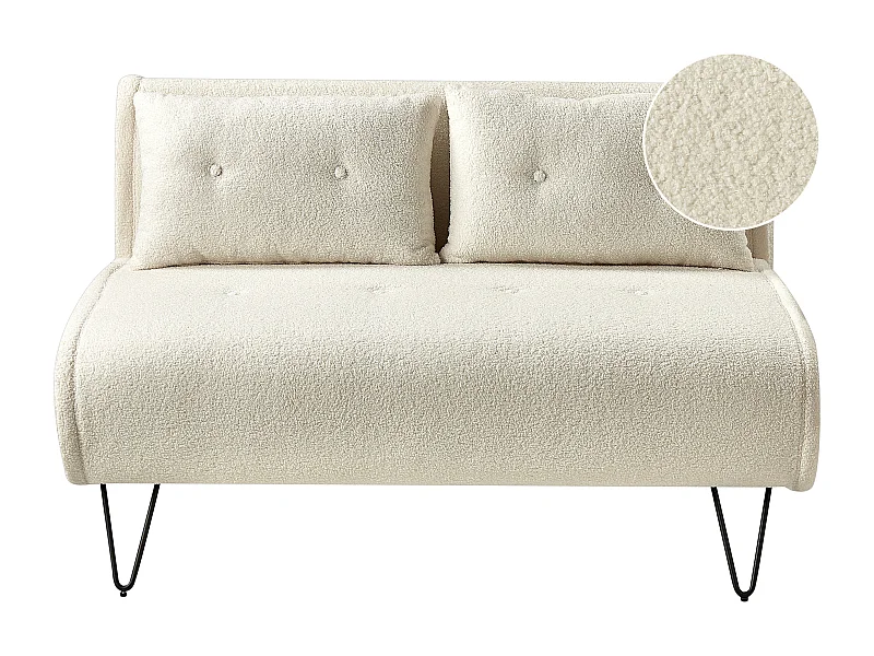 Sofá cama VESTFOLD Bouclé Blanco crema 2 plazas