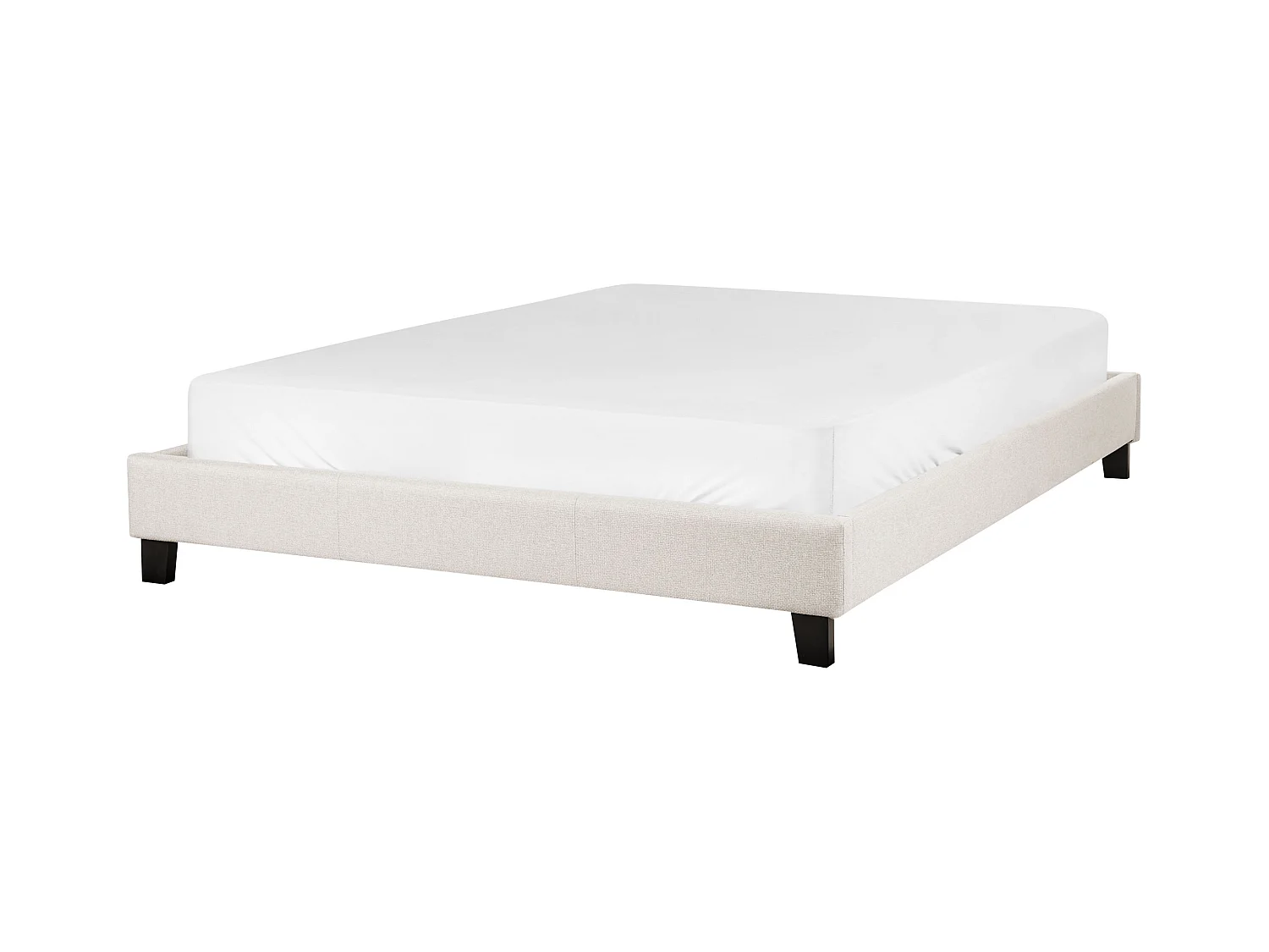 Lit sans tête de lit Tissu ROANNE 140 x 200 cm Beige clair