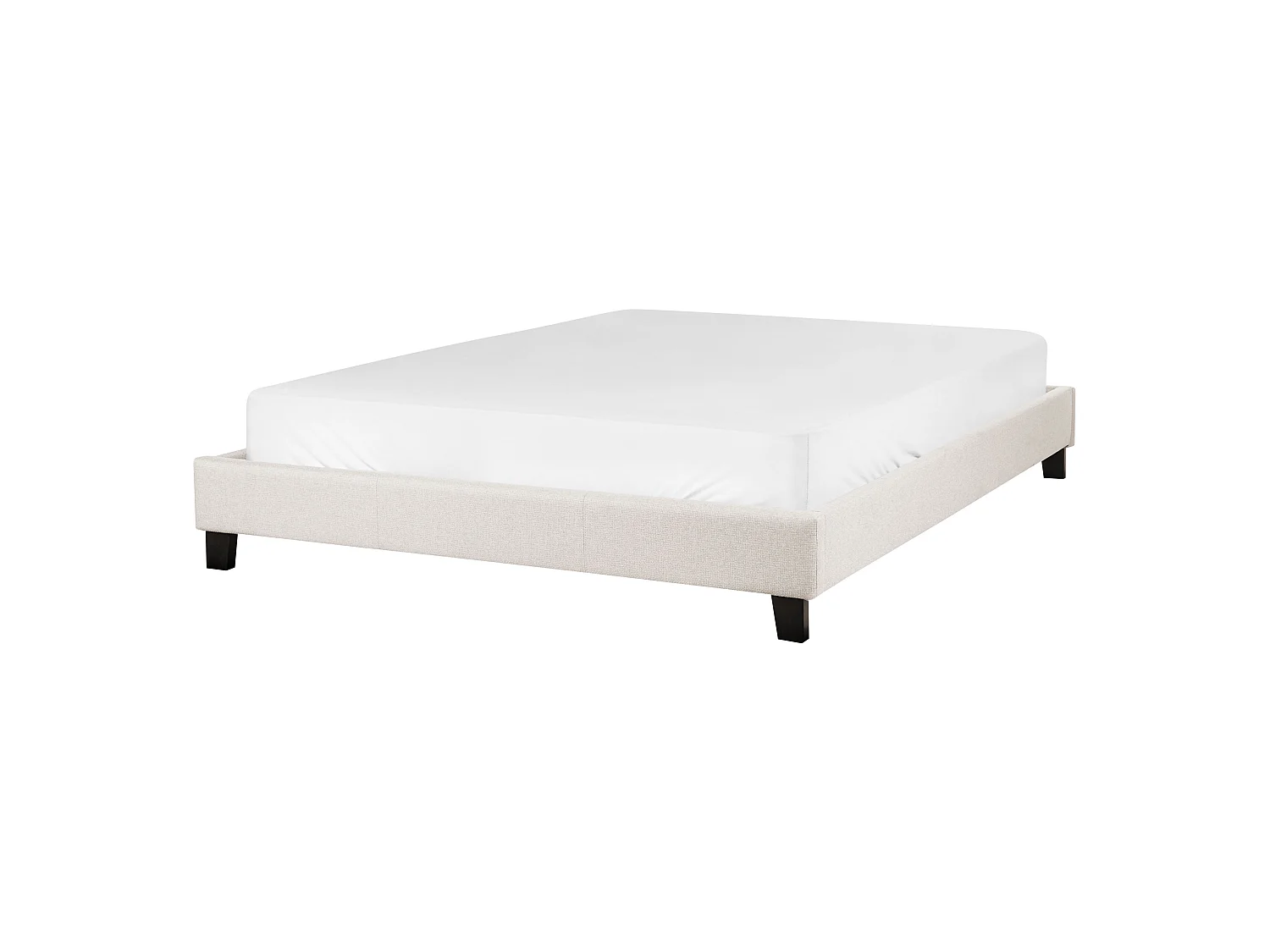 Bett ohne Kopfteil Stoff ROANNE 140 x 200 cm Hellbeige