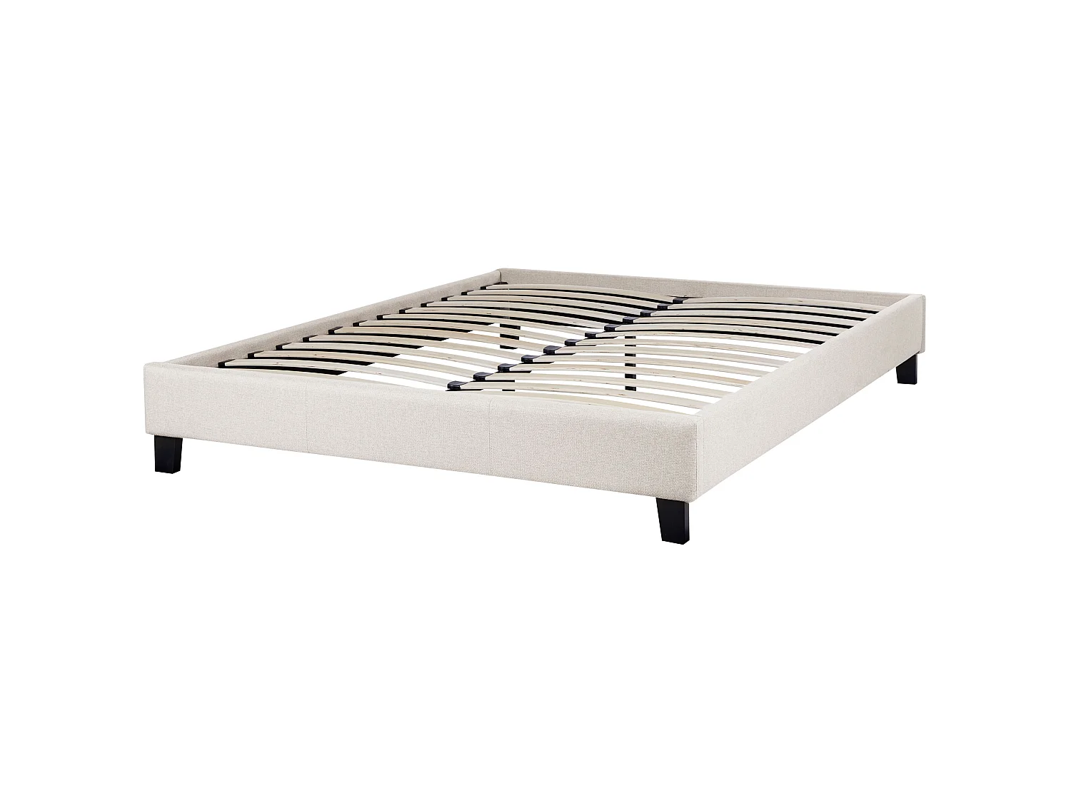 Bett ohne Kopfteil Stoff ROANNE 140 x 200 cm Hellbeige