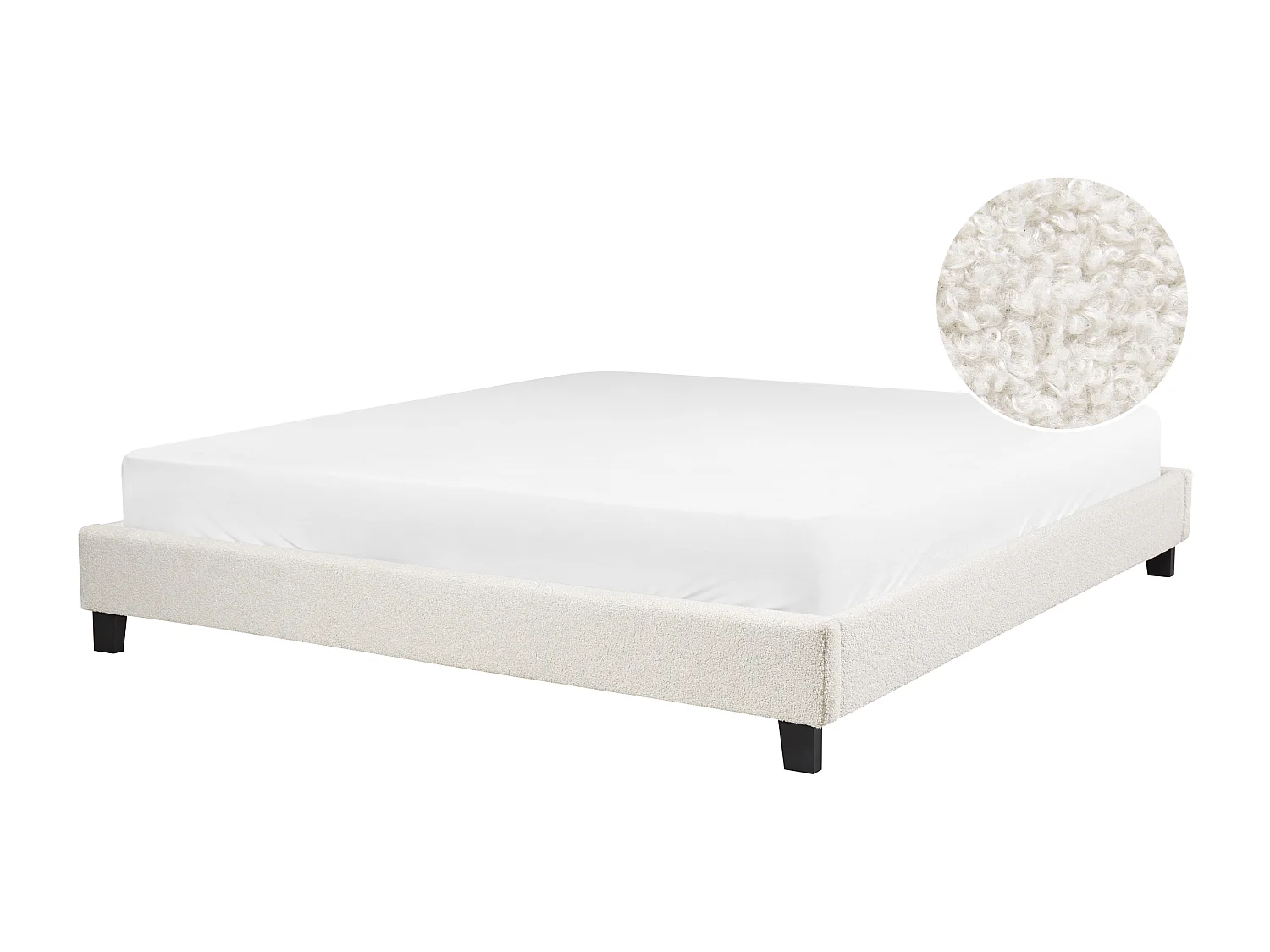 Cama sin cabecero Bouclé ROANNE 180 x 200 cm Crema