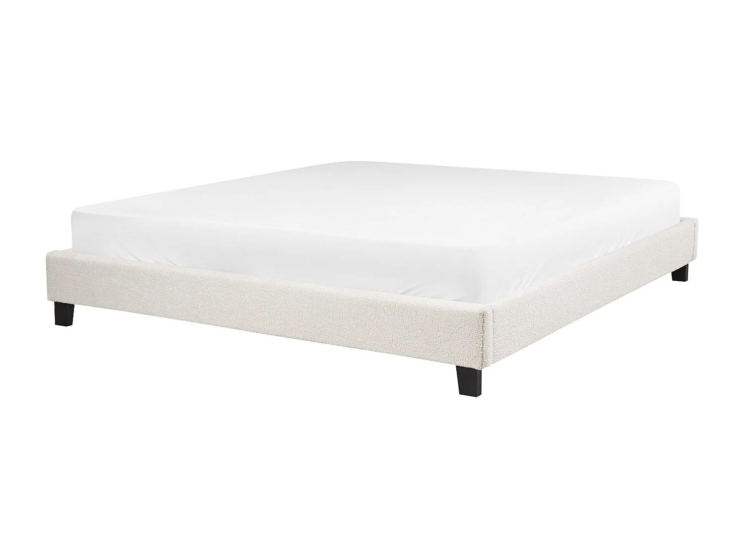 Lit sans tête de lit Bouclé ROANNE 180 x 200 cm Beige clair