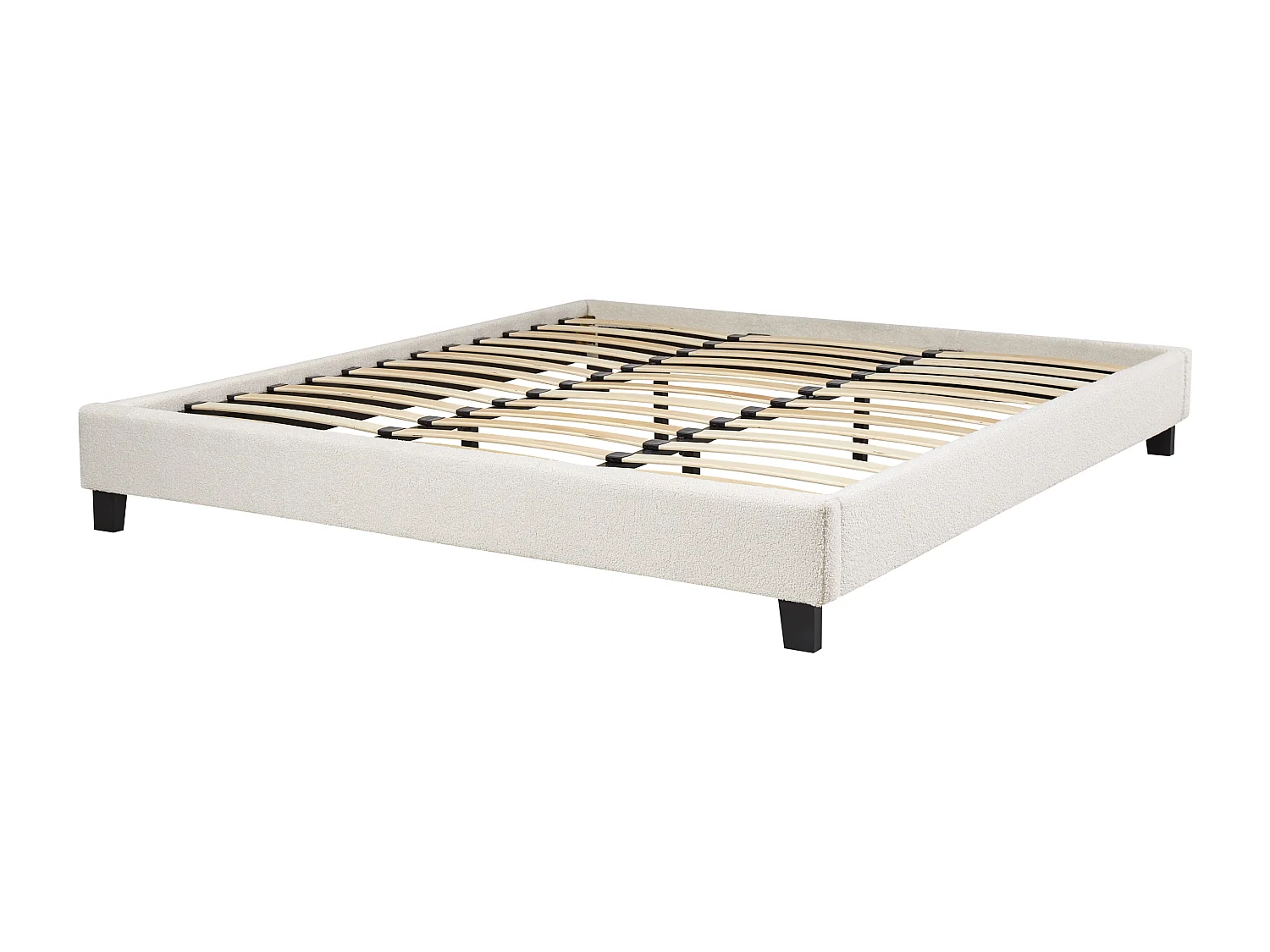 Lit sans tête de lit Bouclé ROANNE 180 x 200 cm Beige clair