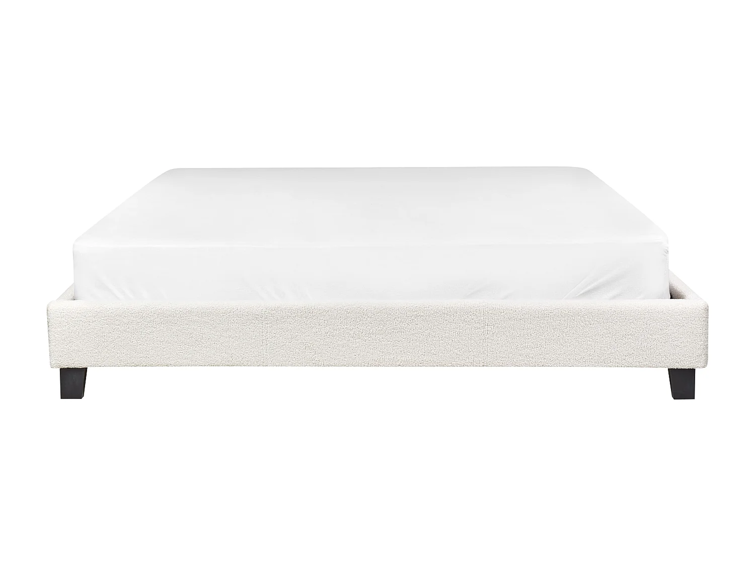 Letto Bouclé ROANNE 180 x 200 cm Crema