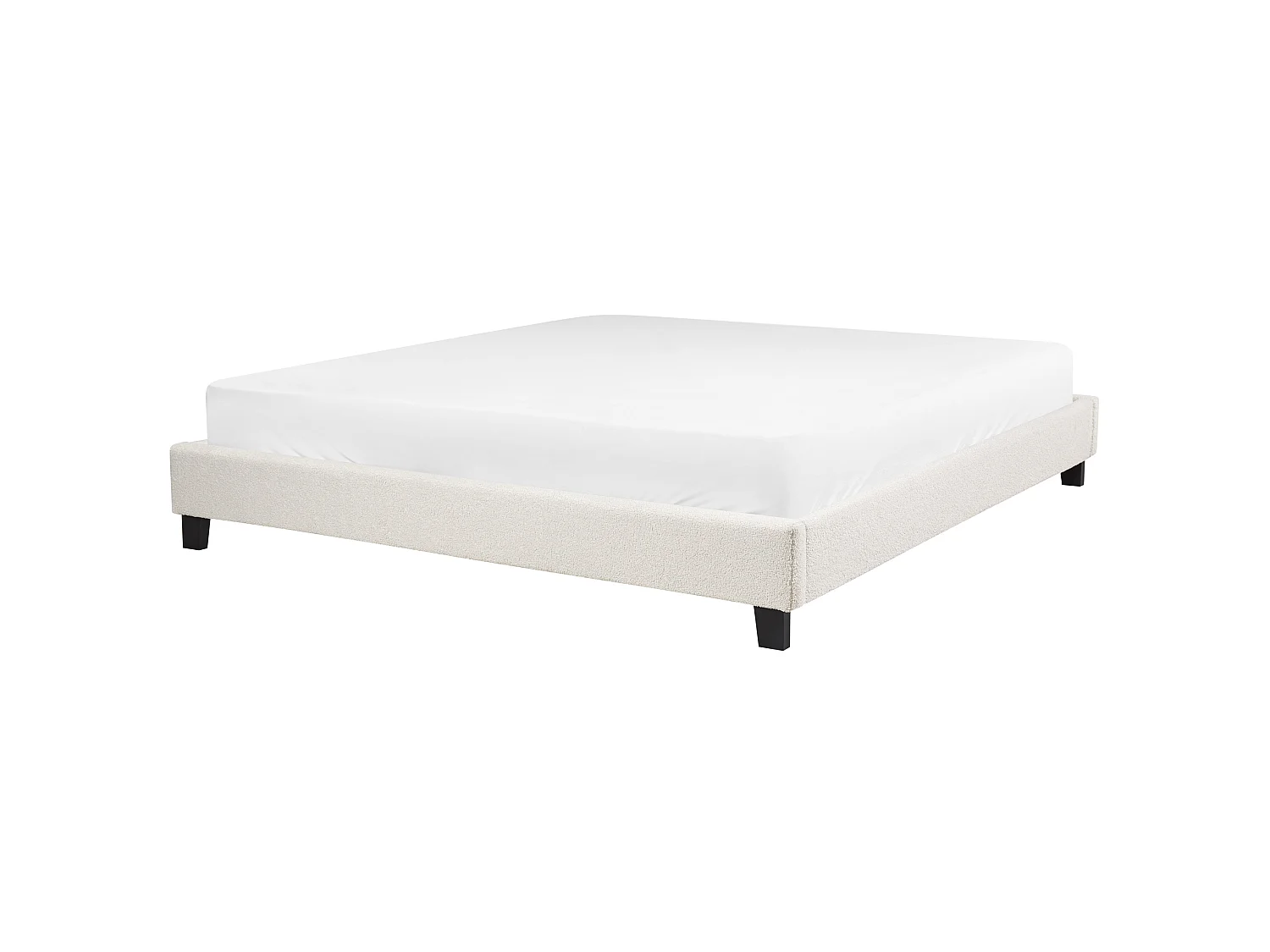 Lit sans tête de lit Bouclé ROANNE 180 x 200 cm Crème