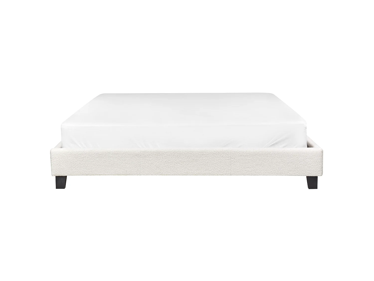 Lit sans tête de lit Bouclé ROANNE 180 x 200 cm Crème