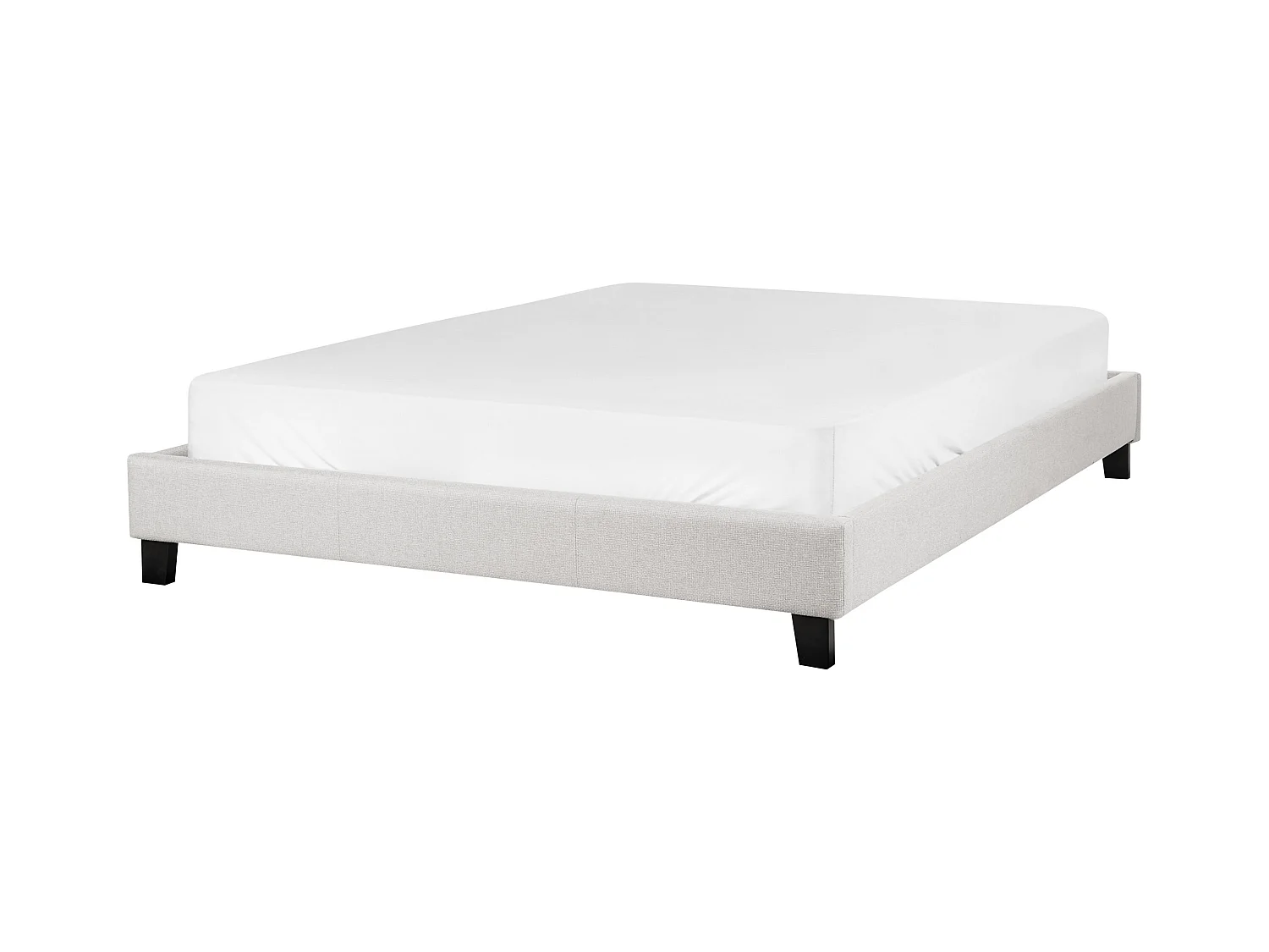 Lit sans tête de lit Tissu ROANNE 140 x 200 cm Gris clair