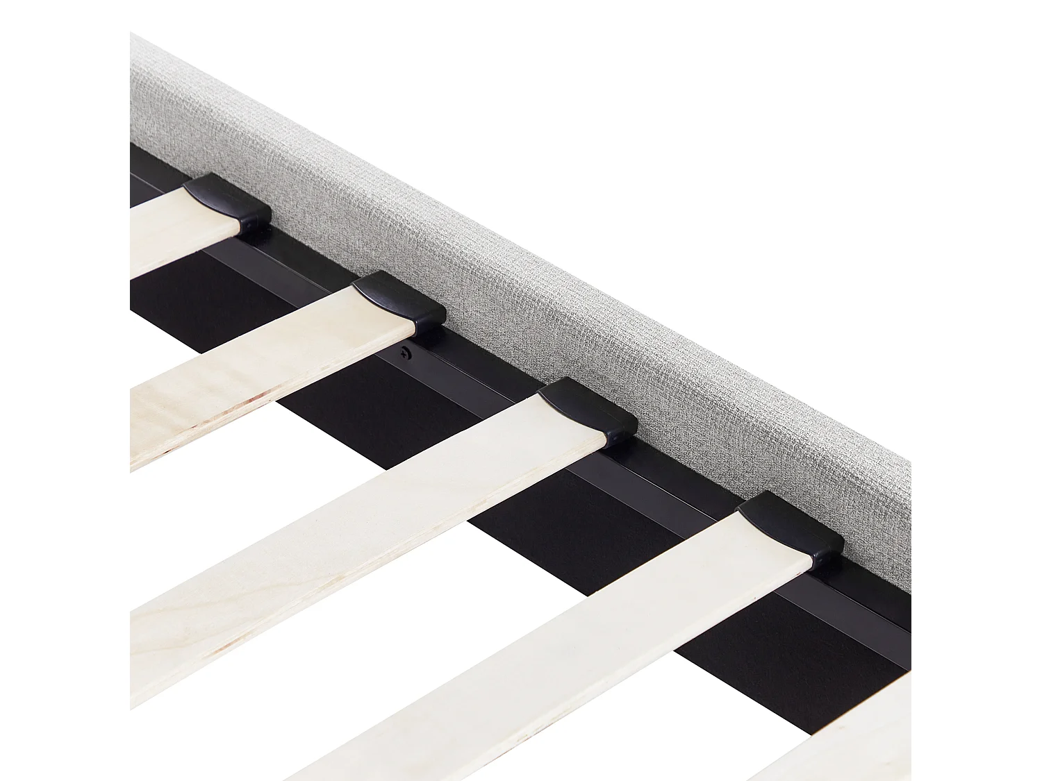 Lit sans tête de lit Tissu ROANNE 140 x 200 cm Gris clair