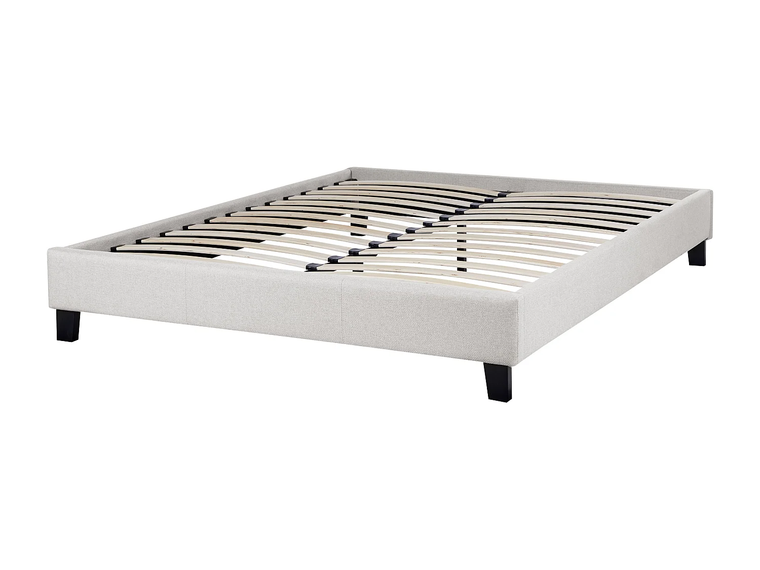 Cama Tecido ROANNE 140 x 200 cm Cinzento claro