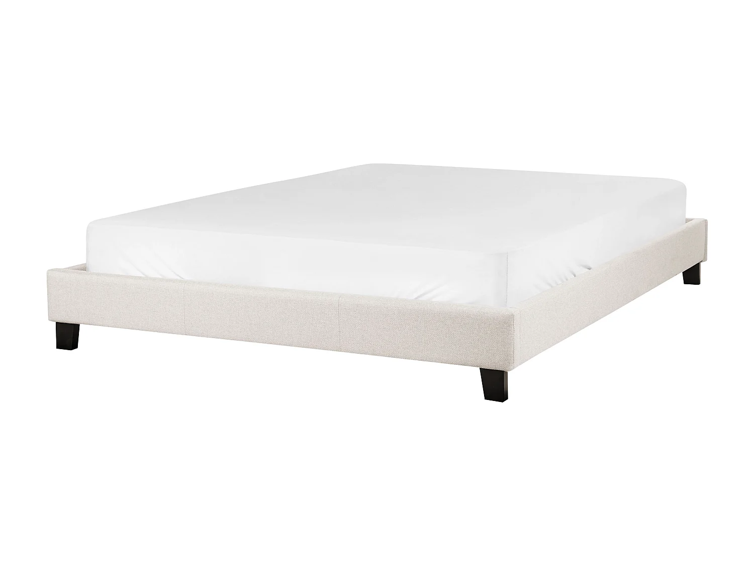 Cama Tecido ROANNE 160 x 200 cm Creme claro