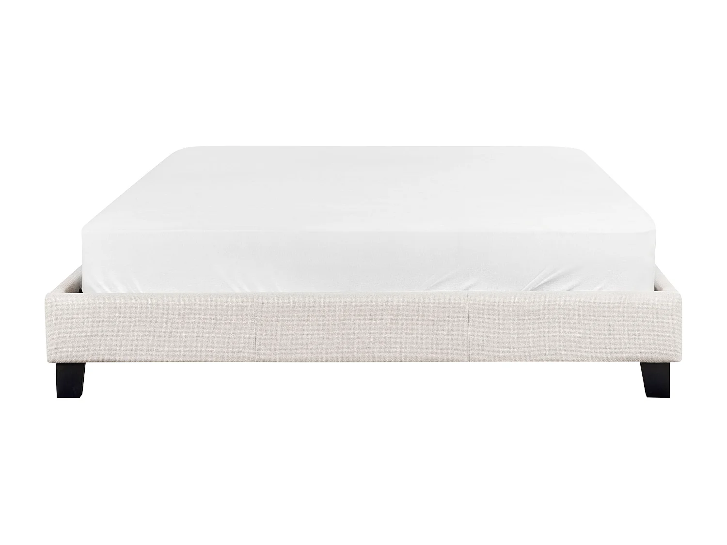 Cama Tecido ROANNE 160 x 200 cm Creme claro