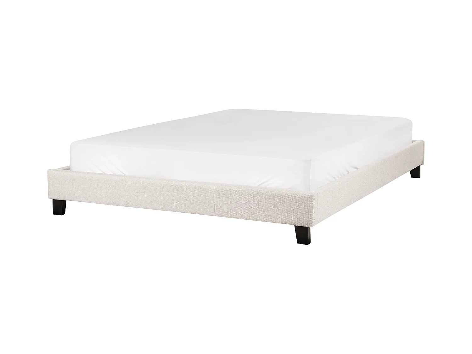 Lit sans tête de lit Tissu ROANNE 160 x 200 cm Beige clair