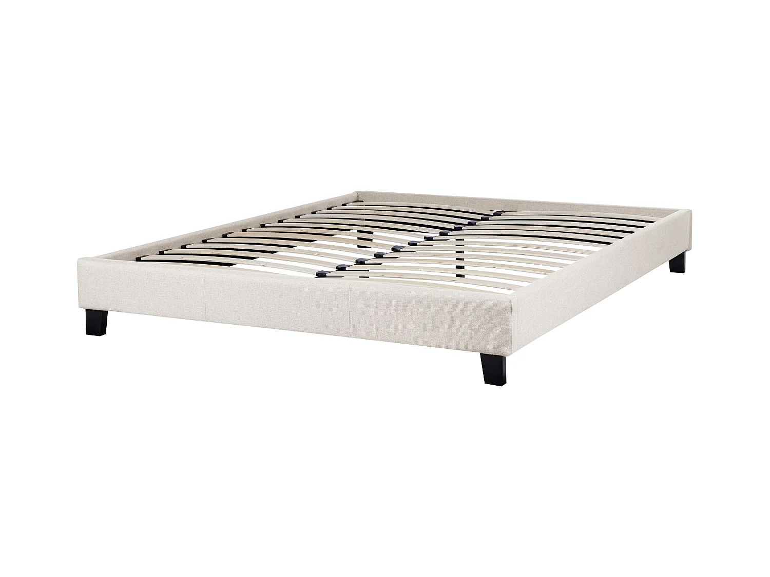 Polsterbett Stoffbezug beige Doppelbett mit Lattenrost 160x200 cm Skandi Roanne