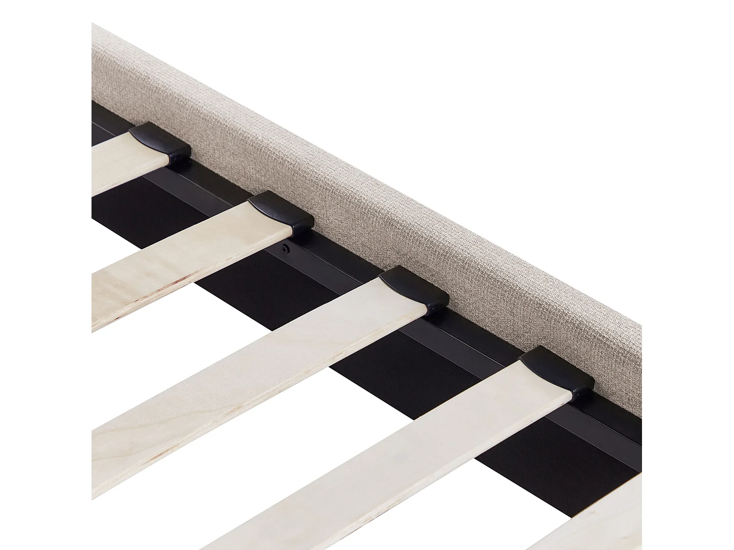 Lit sans tête de lit Tissu ROANNE 160 x 200 cm Beige clair