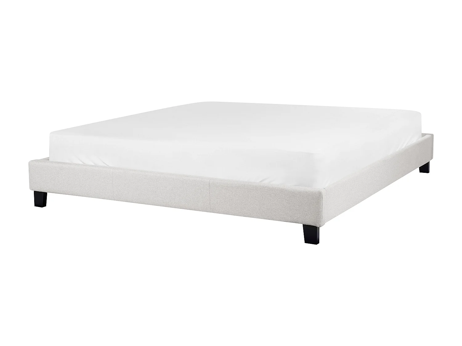 Lit sans tête de lit Tissu ROANNE 180 x 200 cm Gris clair