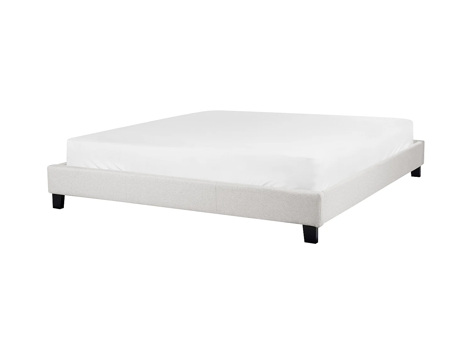 Lit sans tête de lit Tissu ROANNE 180 x 200 cm Gris clair