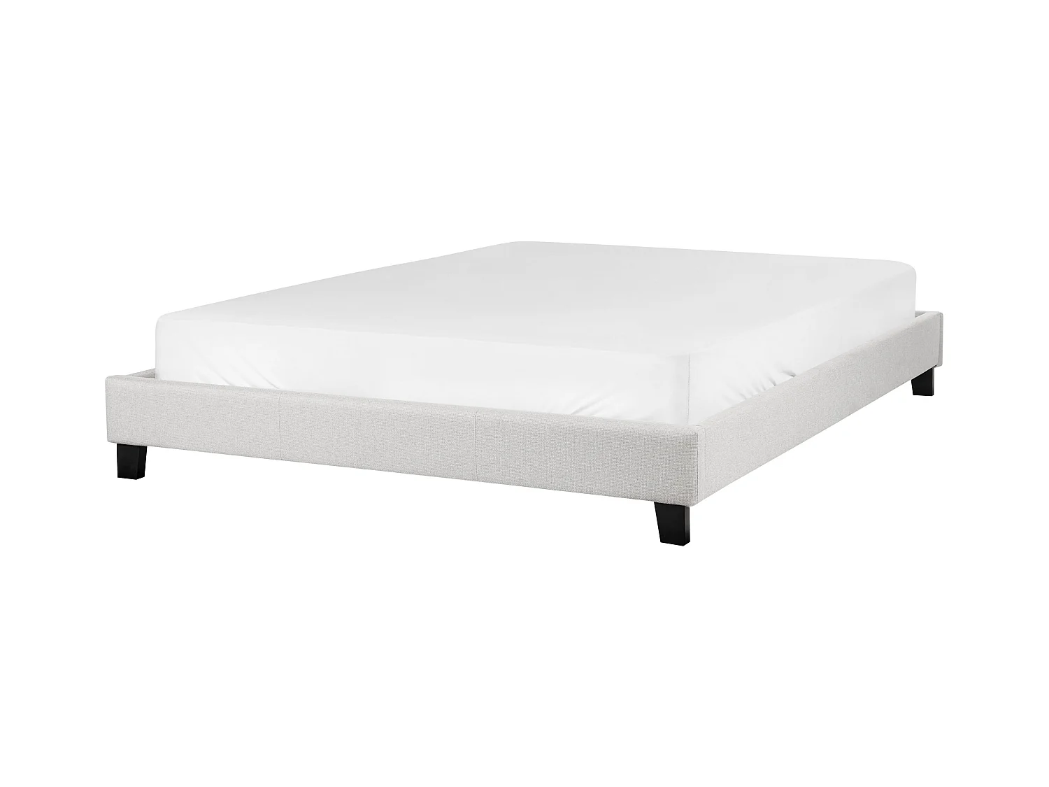 Lit sans tête de lit Tissu ROANNE 160 x 200 cm Gris clair
