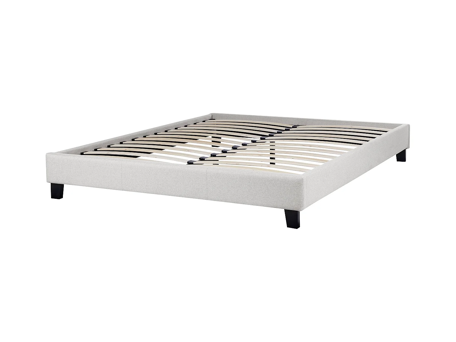 Lit sans tête de lit Tissu ROANNE 160 x 200 cm Gris clair