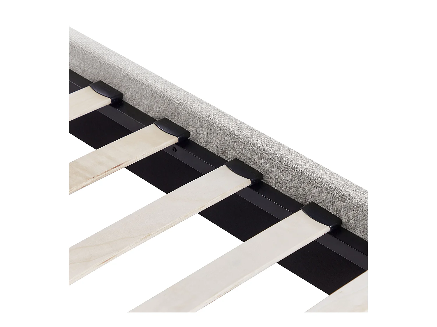 Lit sans tête de lit Tissu ROANNE 160 x 200 cm Gris clair