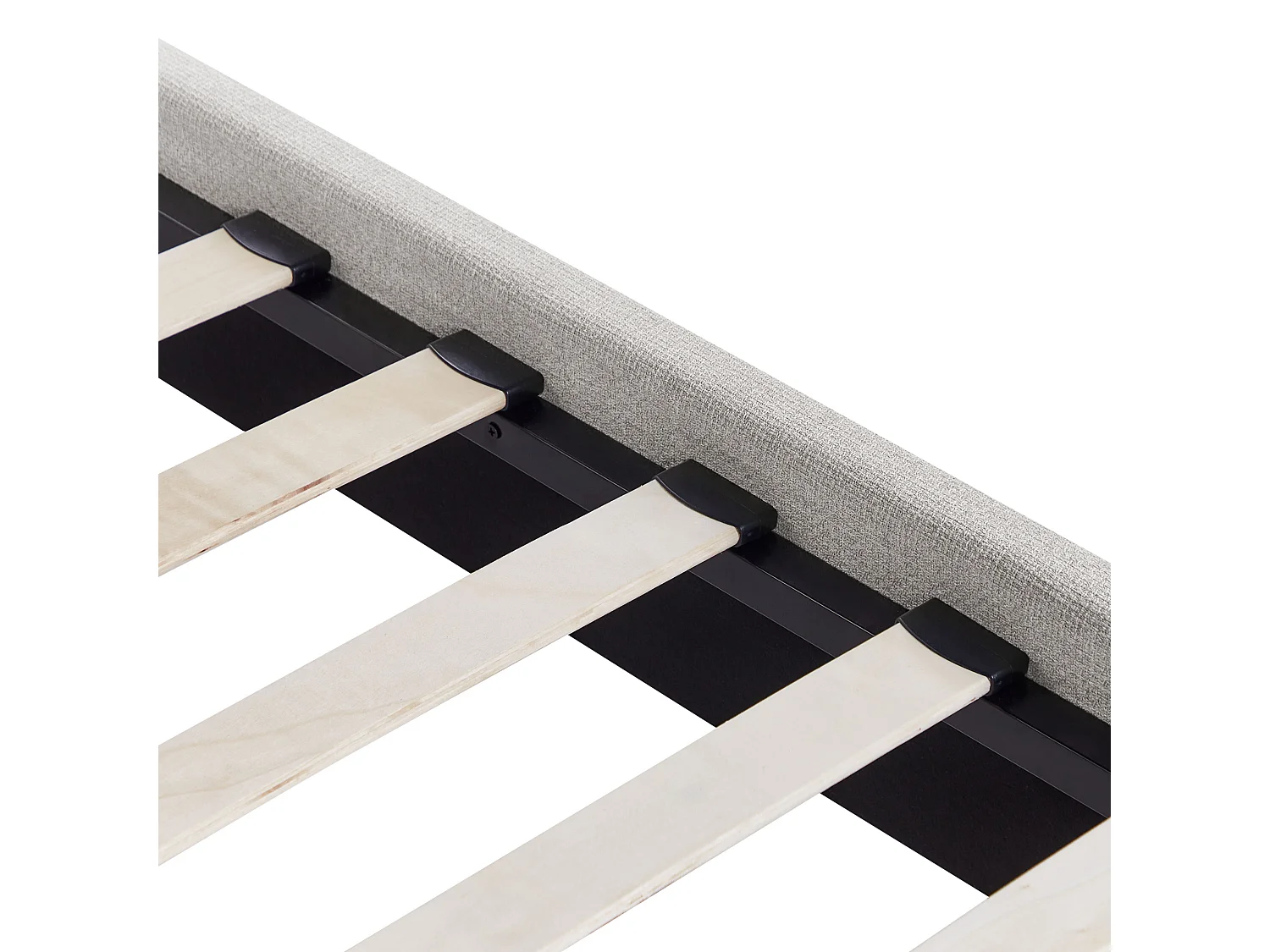 Lit sans tête de lit Tissu ROANNE 160 x 200 cm Gris clair